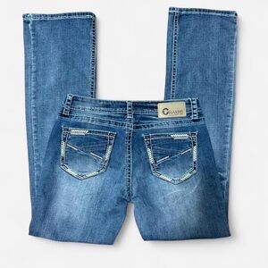 Charme Blue Denim Jeans with Embroidered Pockets